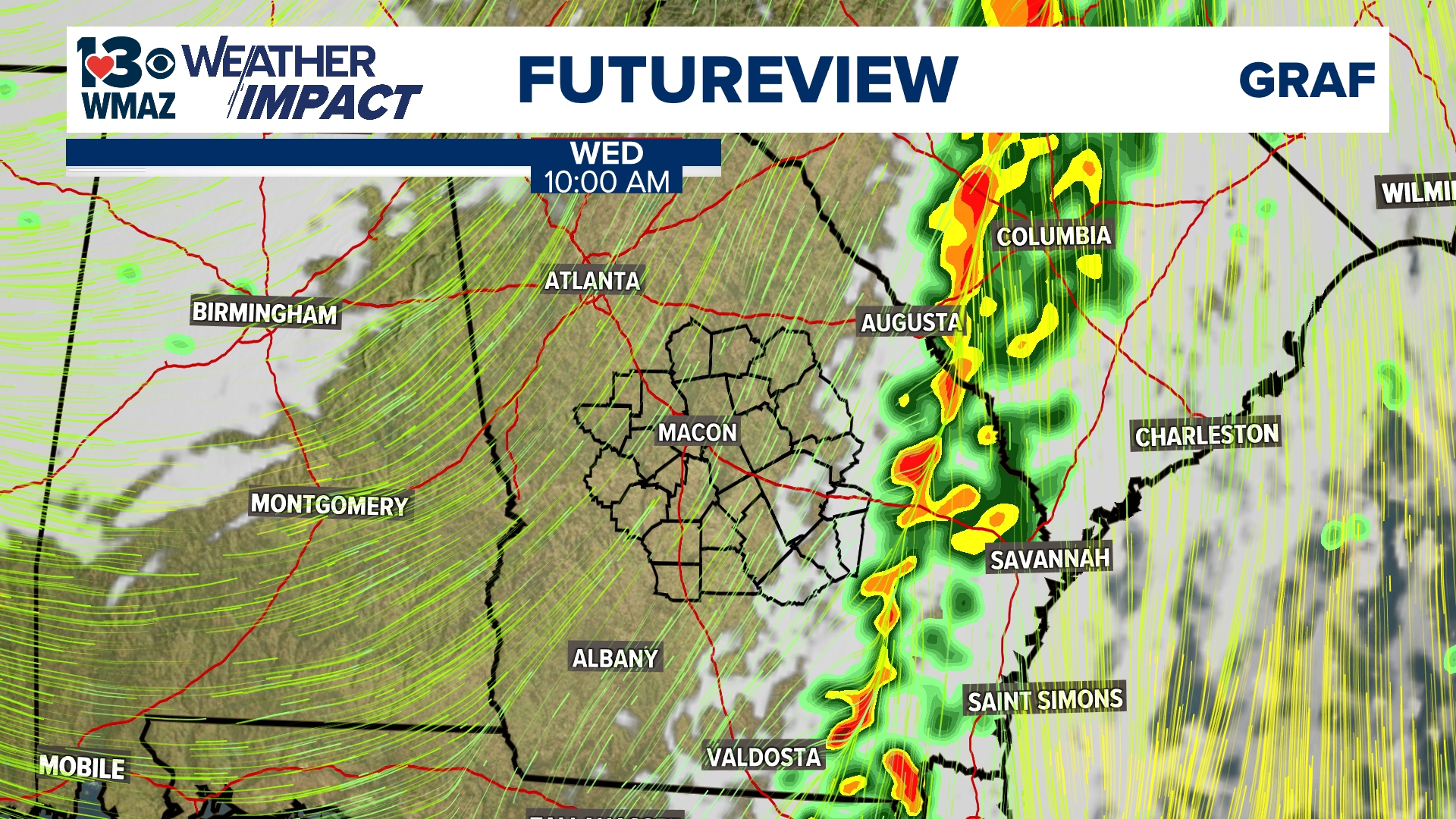 Weather Impact Alert issued as line of storms approach Central GA ...