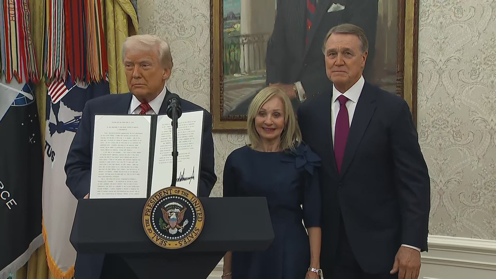 Warner Robins native and former Senator David Perdue was sworn in as President Trump's Ambassador to China on Wednesday. Take a look at his swearing in.