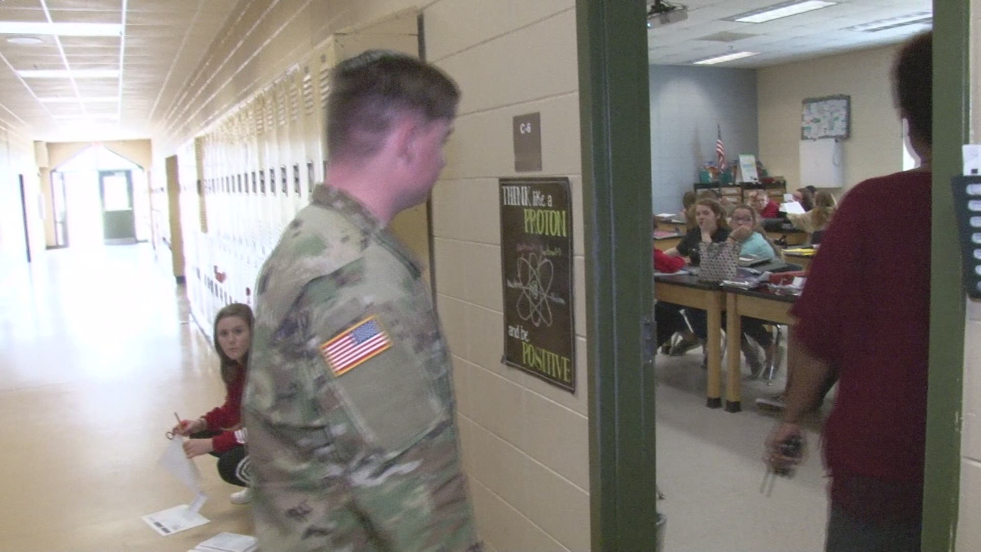 An Army soldier came home with a surprise up his sleeve on Thursday.