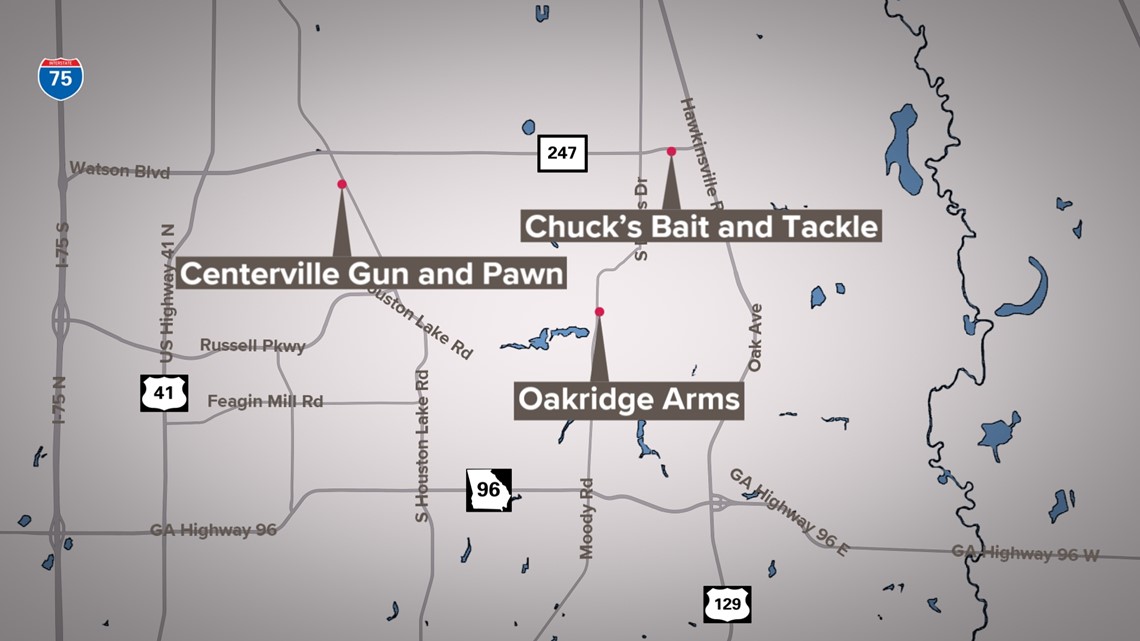 Gun stores in Warner Robins, GA broken into early Monday morning