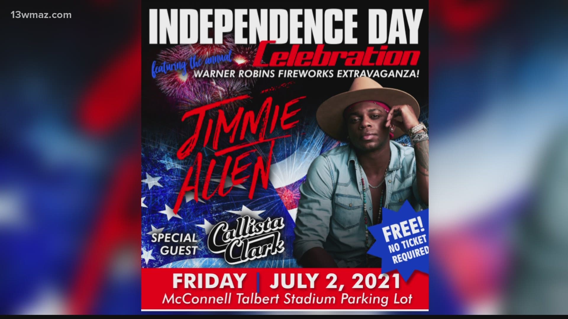On Wednesday, the City of Warner Robins Convention & Visitors Bureau announced the headline performer will be Jimmie Allen