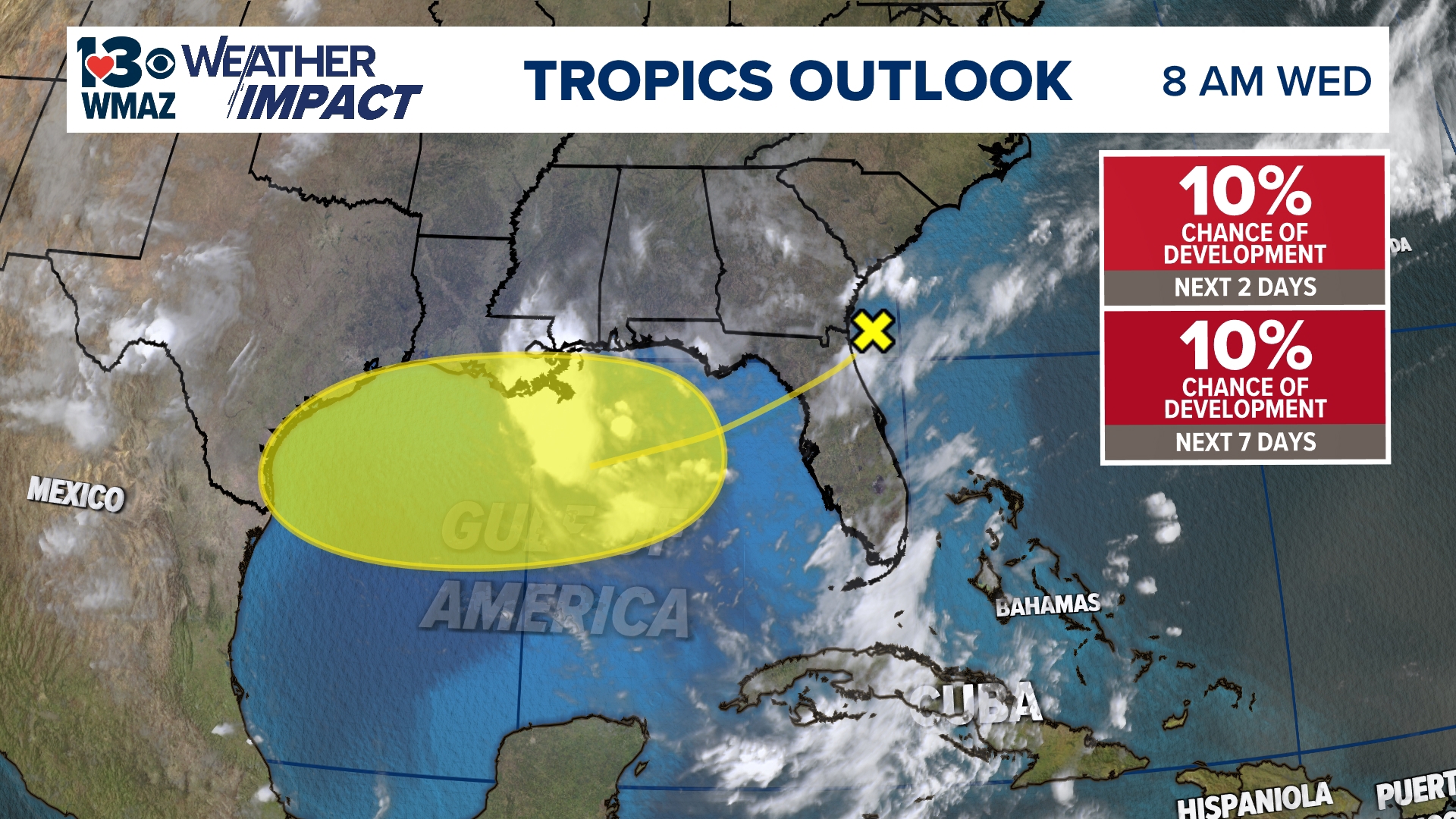 Tropical system may bring rain to Gulf Coast | 13wmaz.com