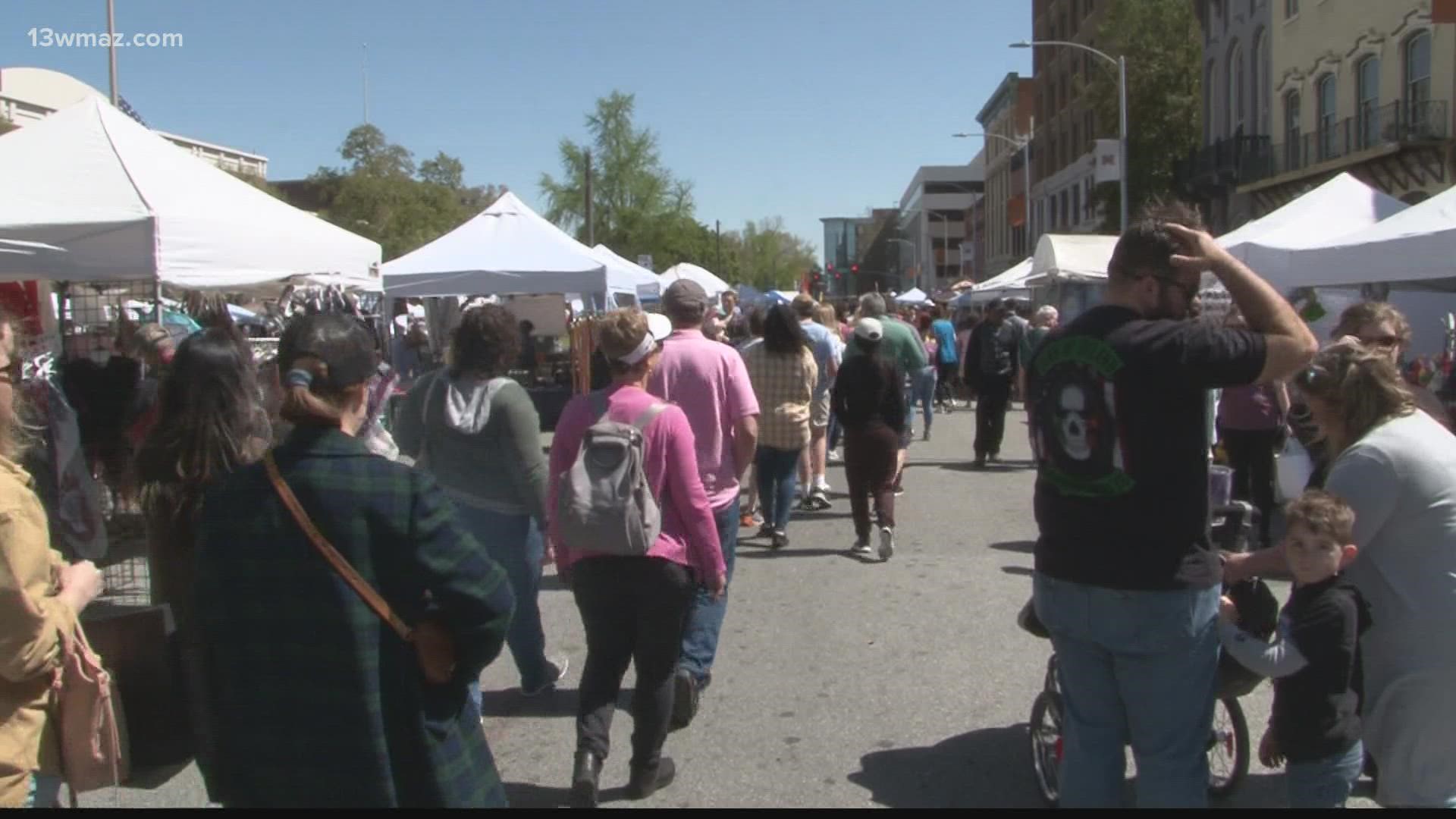 The festival stretches nearly a quarter mile from Broadway to Second Street on Mulberry.