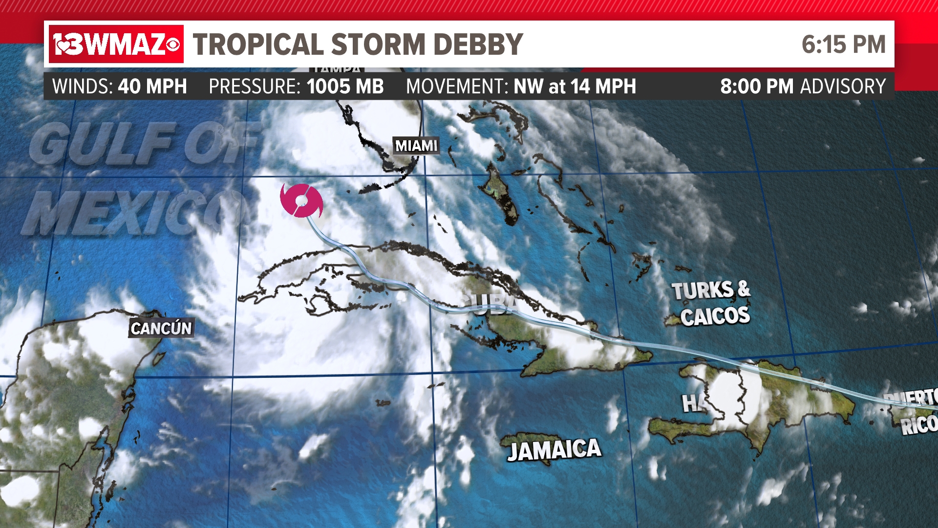 We officially have our fourth named storm of the year as Tropical Storm Debby formed over the Gulf of Mexico. The storm is showing signs of organization and strength