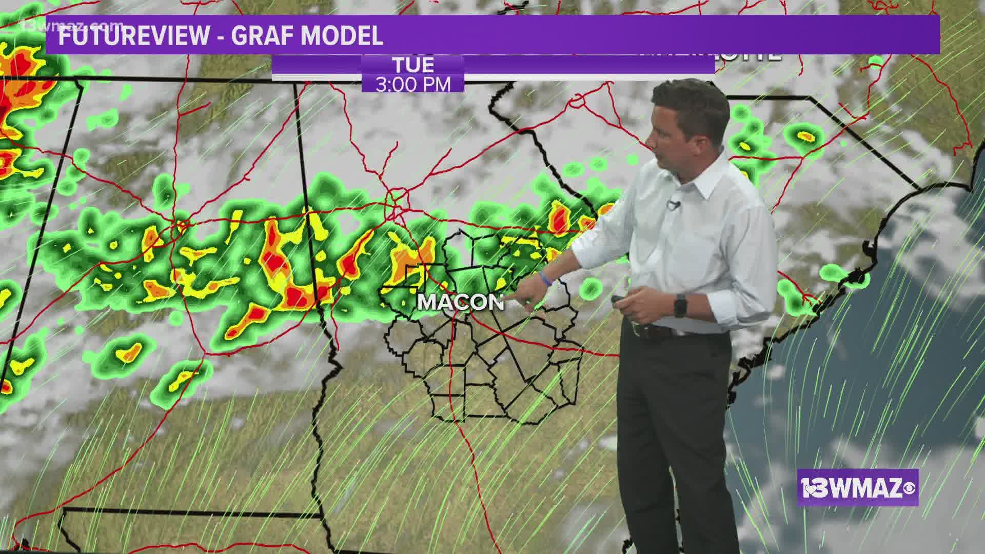 For the most part, the radar should calm down as we head into the later evening, but we will see another round of strong storms for Tuesday afternoon.