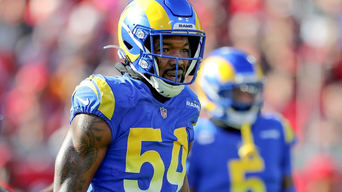 Los Angeles Rams outside linebacker Leonard Floyd celebrates after a