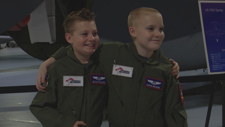 California boy with rare cancer gets spirits lifted in Museum of Aviation visit