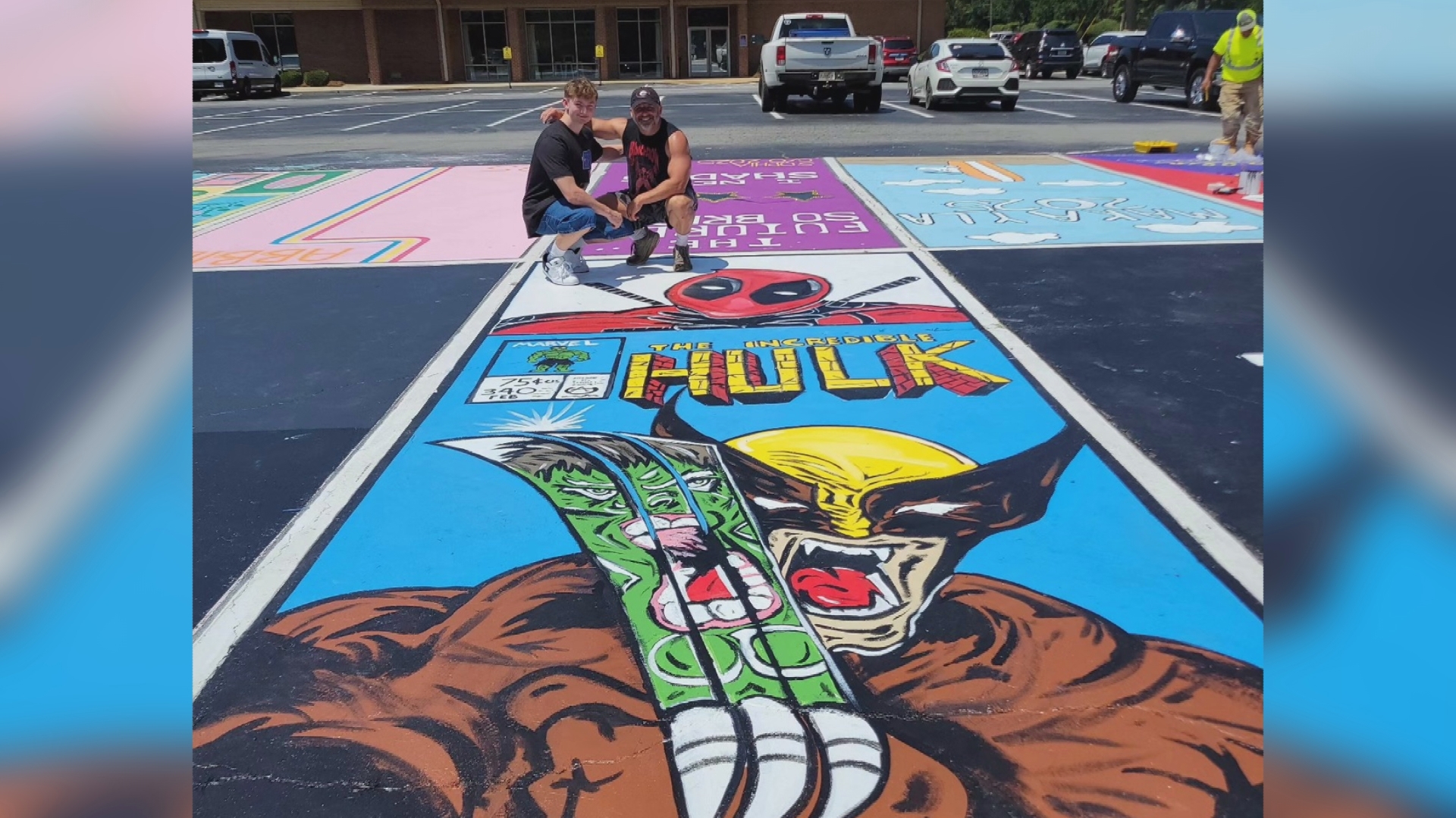 One senior's dad said he wanted to help his son with the parking painting project because art helped him heal into sobriety.