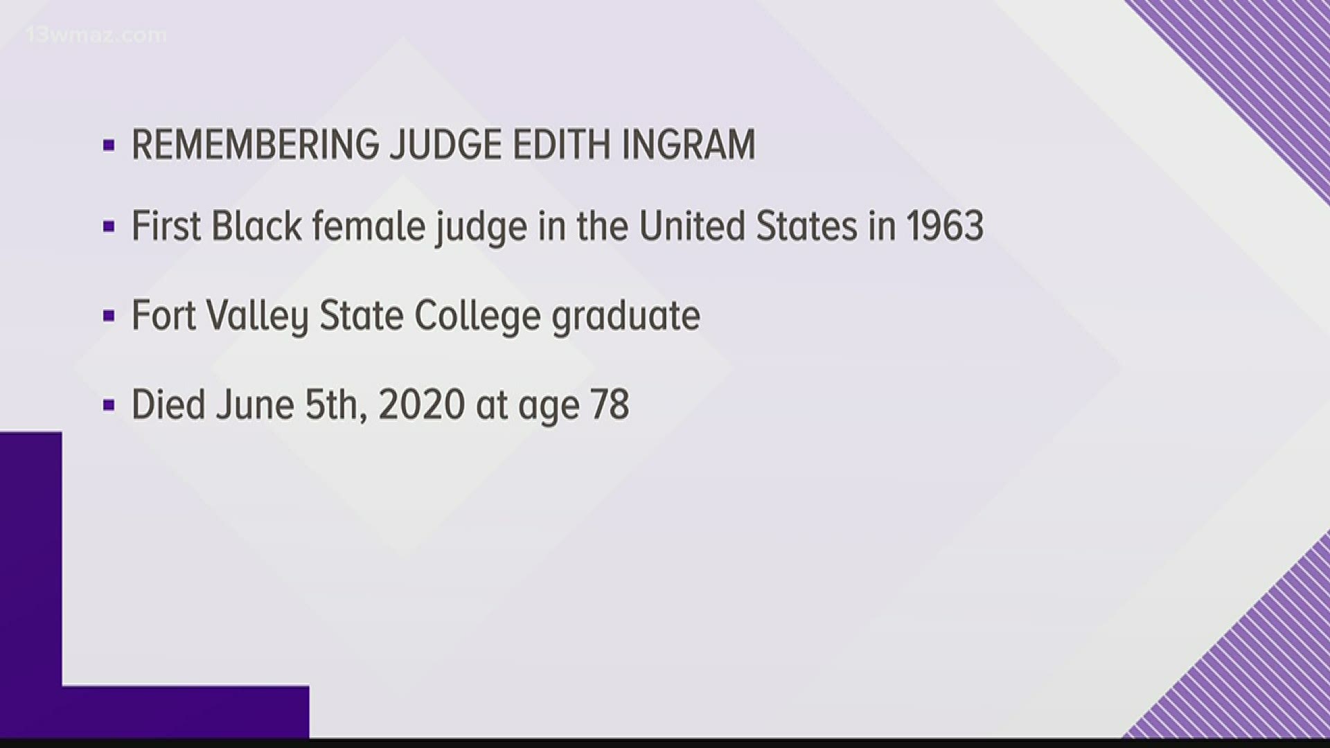 Ingram became the first African-American woman probate judge in the United States in 1969 when she was elected to serve on the Hancock County Court of the Ordinary.