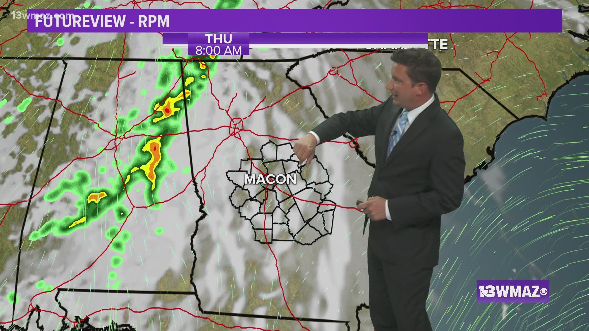 We'll see showers and storms off and on for the next few days. Severe weather can't be ruled out. Rain moves back in to finish the week | Central Georgia weather