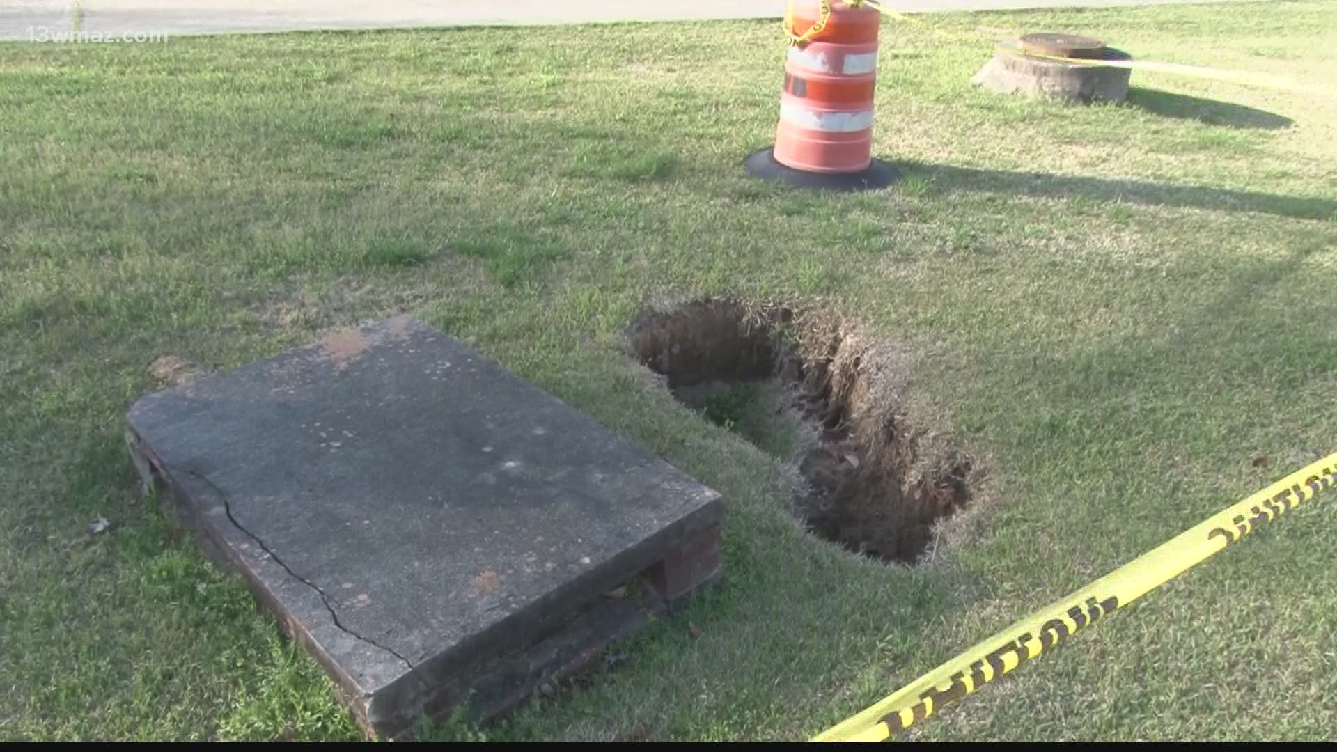 Mark Brown said he first noticed a gaping hole next to the storm drain in his front yard last month