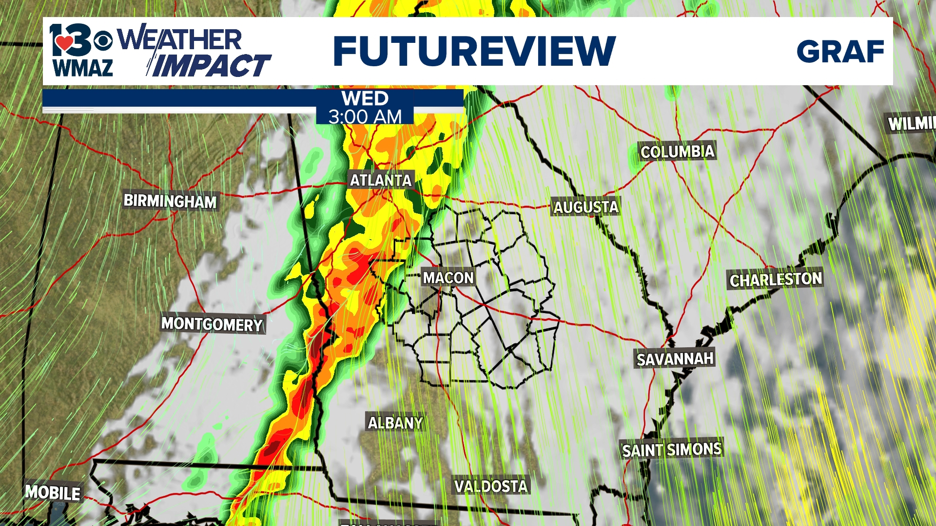Weather Impact Alert issued as line of storms approach Central GA ...