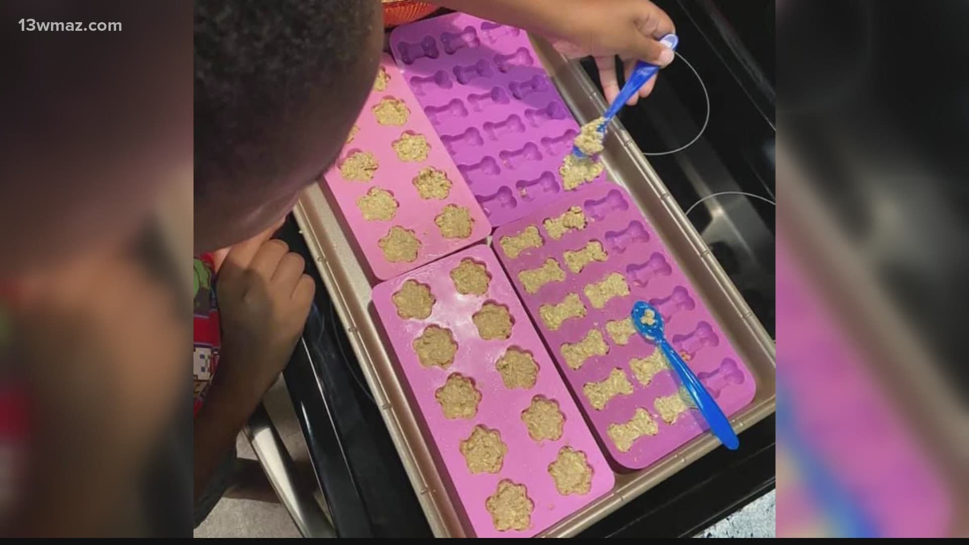 For nearly a month, 8-year-old Landon Hampton has been busy making and selling his homemade dog treats.
