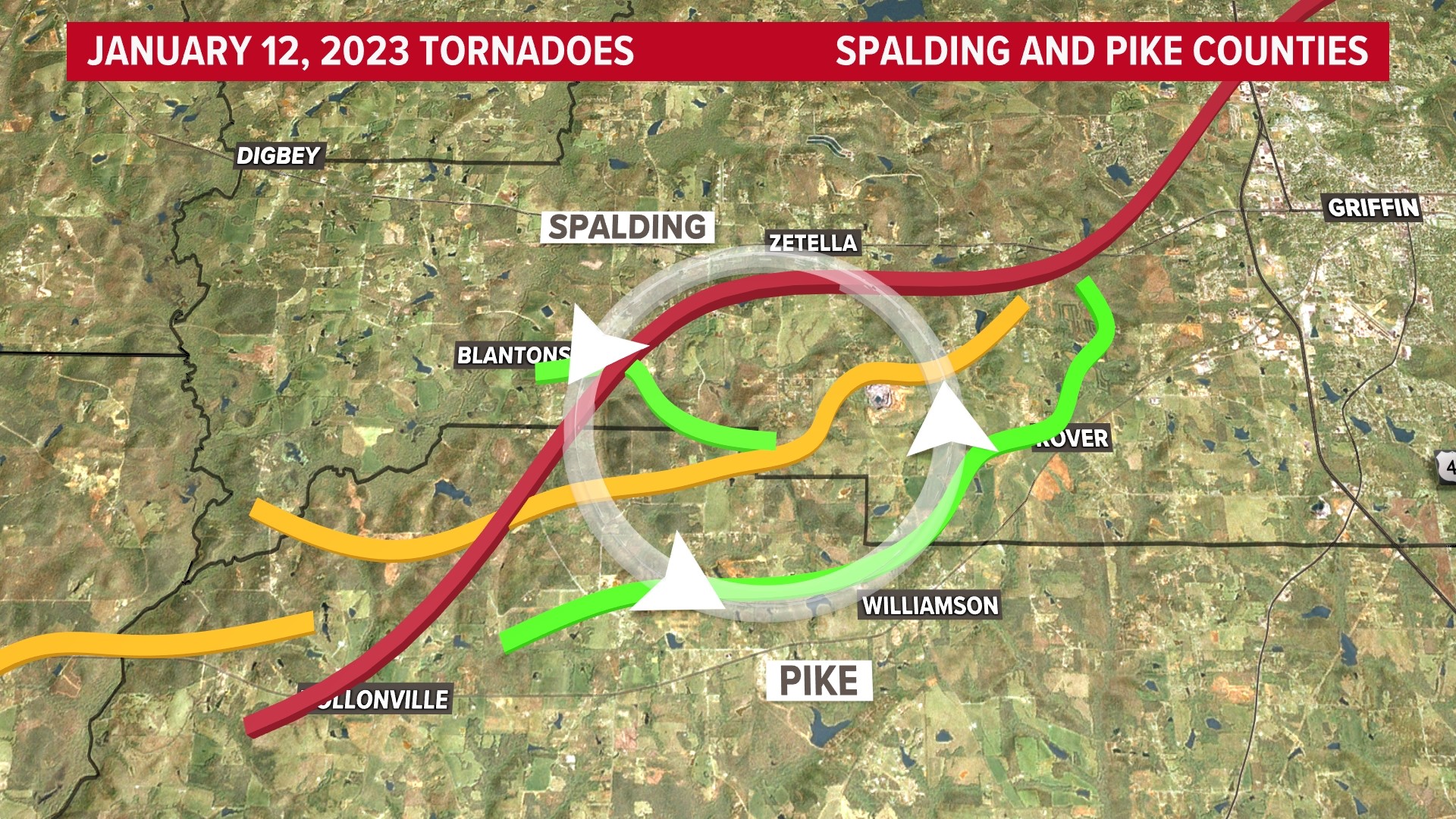 NWS says tornadoes rotated around larger circulation in January