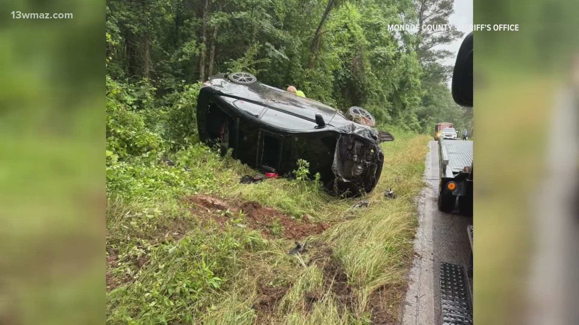 The sheriff's office sent out photos of the wreck. While the crash is under investigation, they believe the driver lost control around a curve.