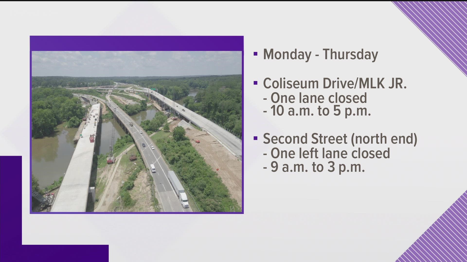There will be some shifts this week as construction continues on the I-16/I-75 interstate project in Macon-Bibb, according to GDOT