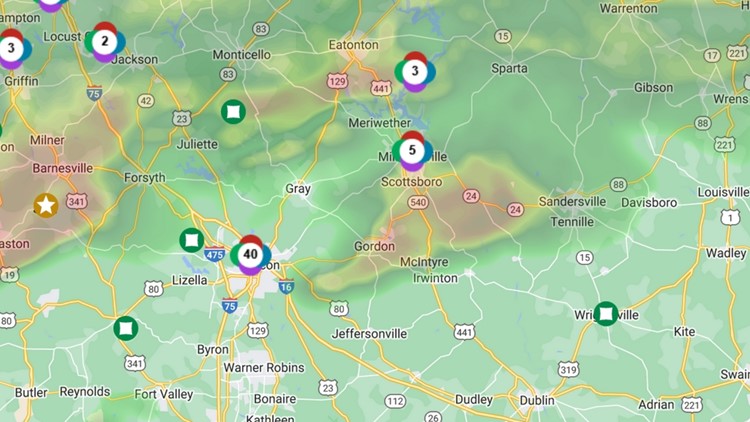 Power outages reported in Macon and other Central Georgia areas