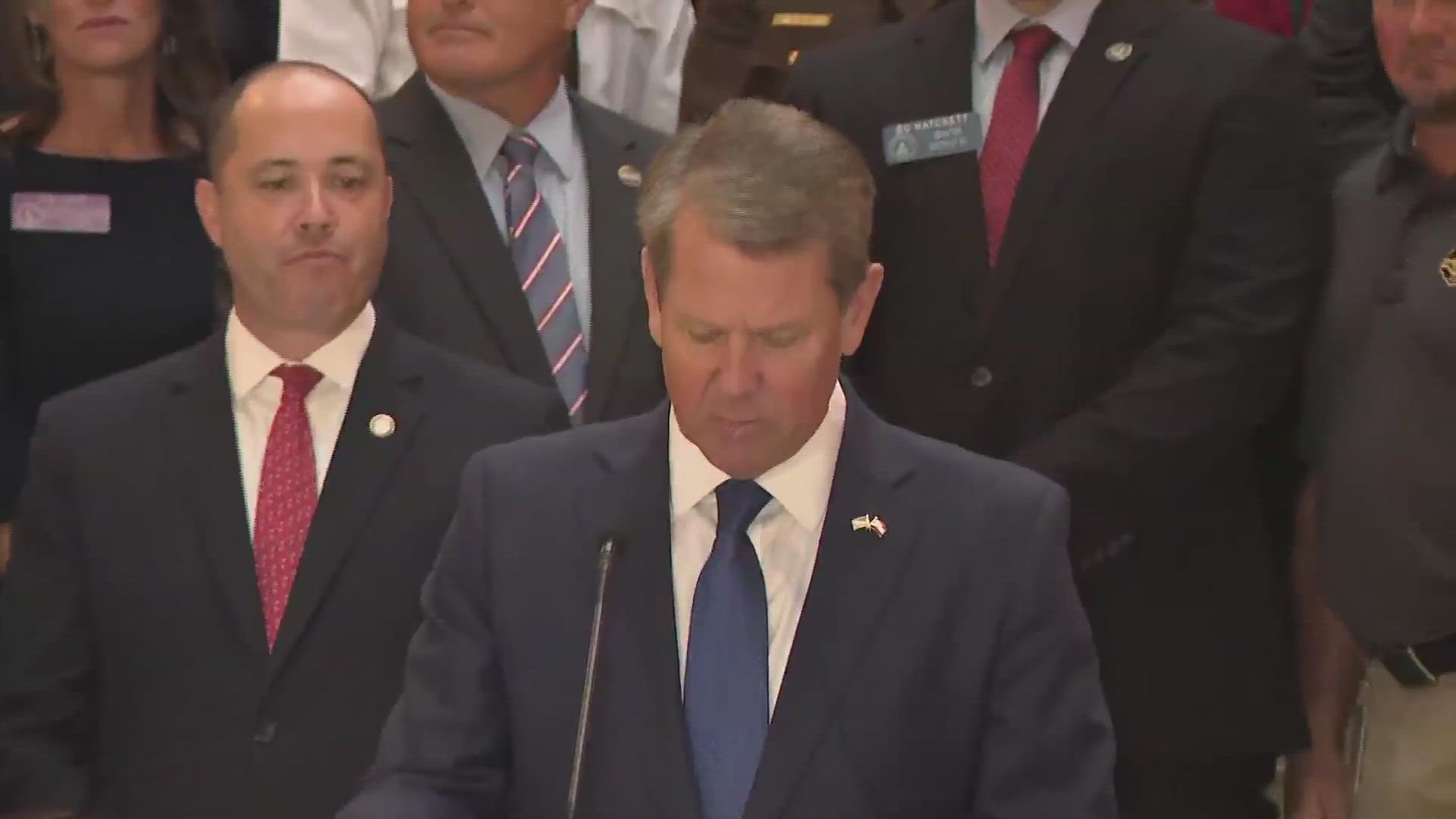 Gov. Kemp says the bonus is for all public safety, law enforcement and first responders, including school officers, 911 operators, and others.