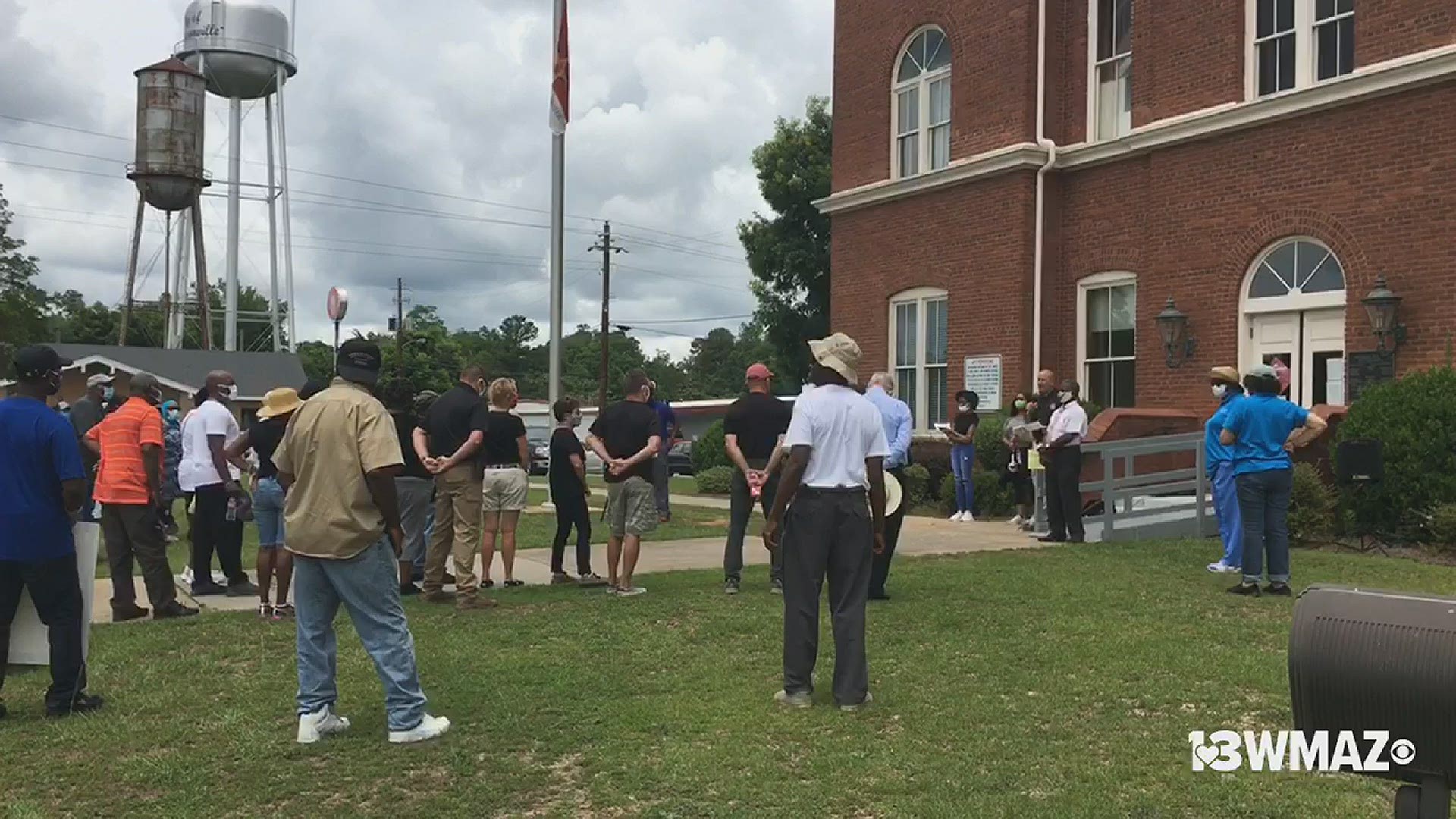People gathered at the Twiggs County courthouse to peacefully protest.