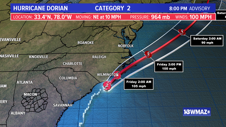 Tracking Dorian Graph TRACKING DORIAN | Dorian continues to pound the Carolinas | 13wmaz.com