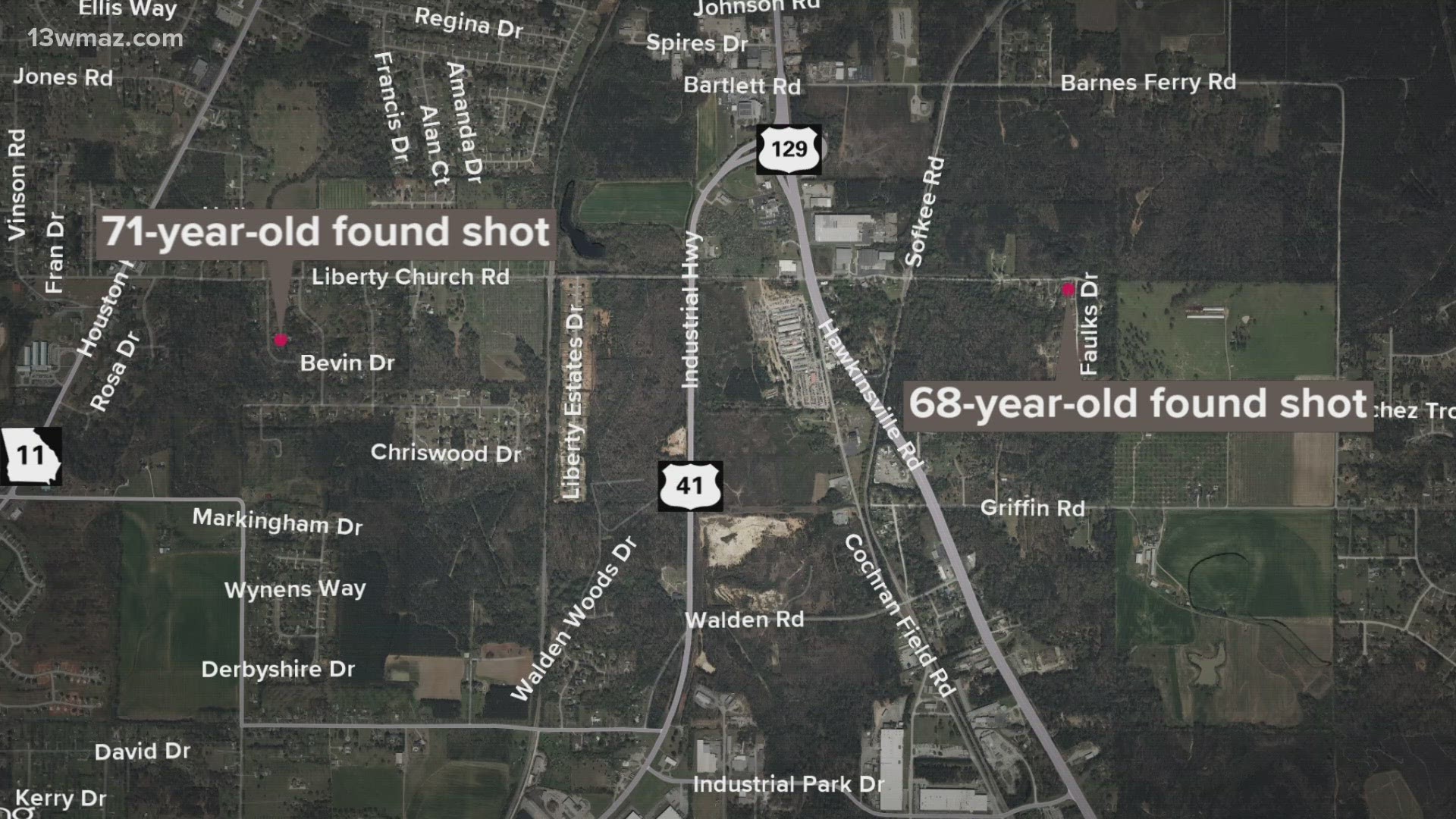 In both shootings, two elderly people were shot only two miles away from one another. The sheriff's office is investigating.