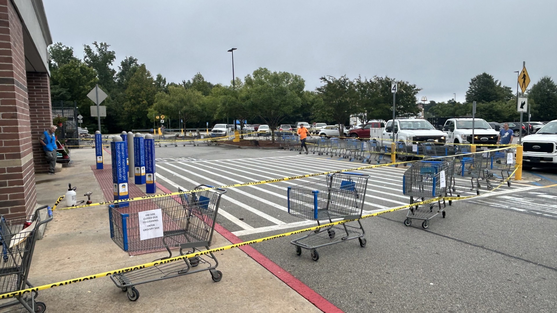 Sections of the Walmart in Forsyth are closed for cleaning after a biohazard spill, but police report no safety concerns.