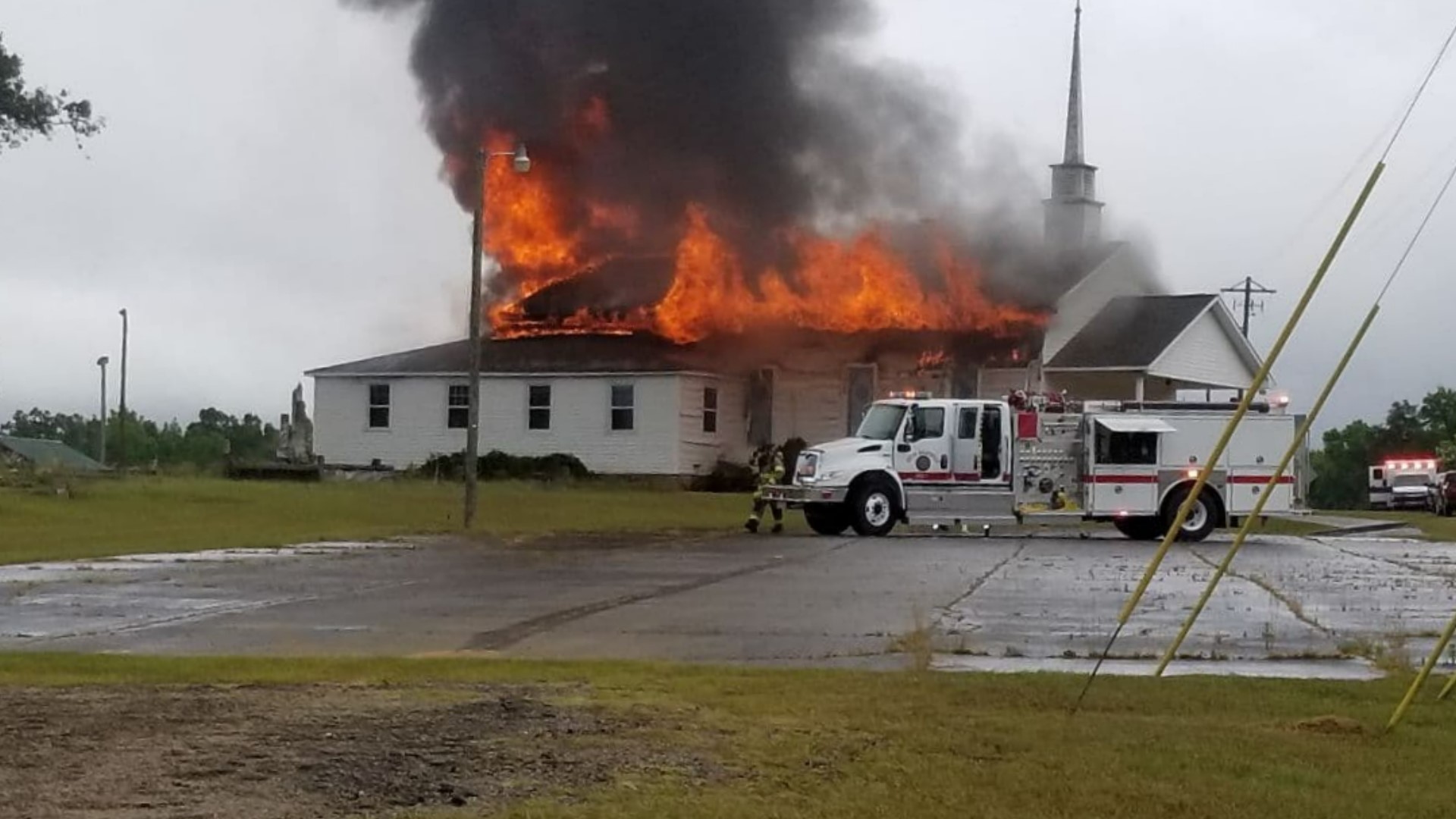 Crews in Johnson County responded to a church fire near the Laurens County line Friday morning.