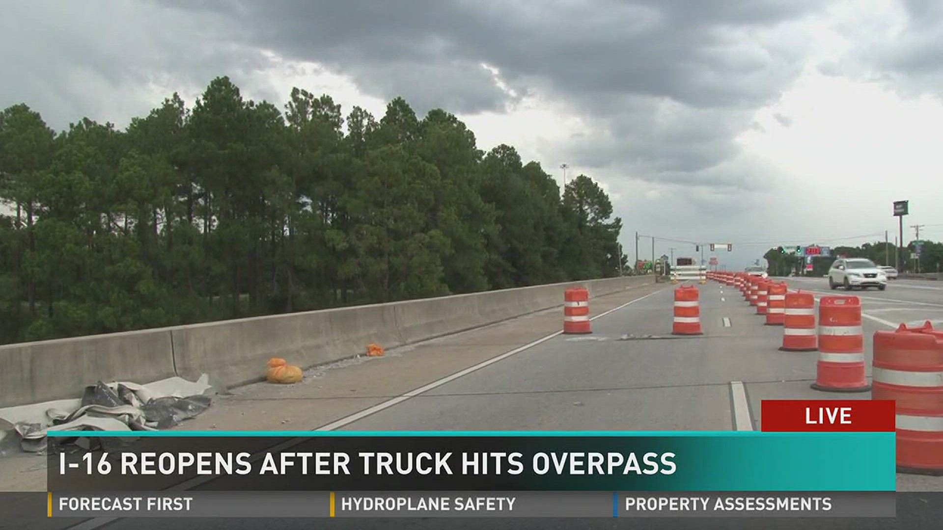 I-16 reopens after truck hits overpass