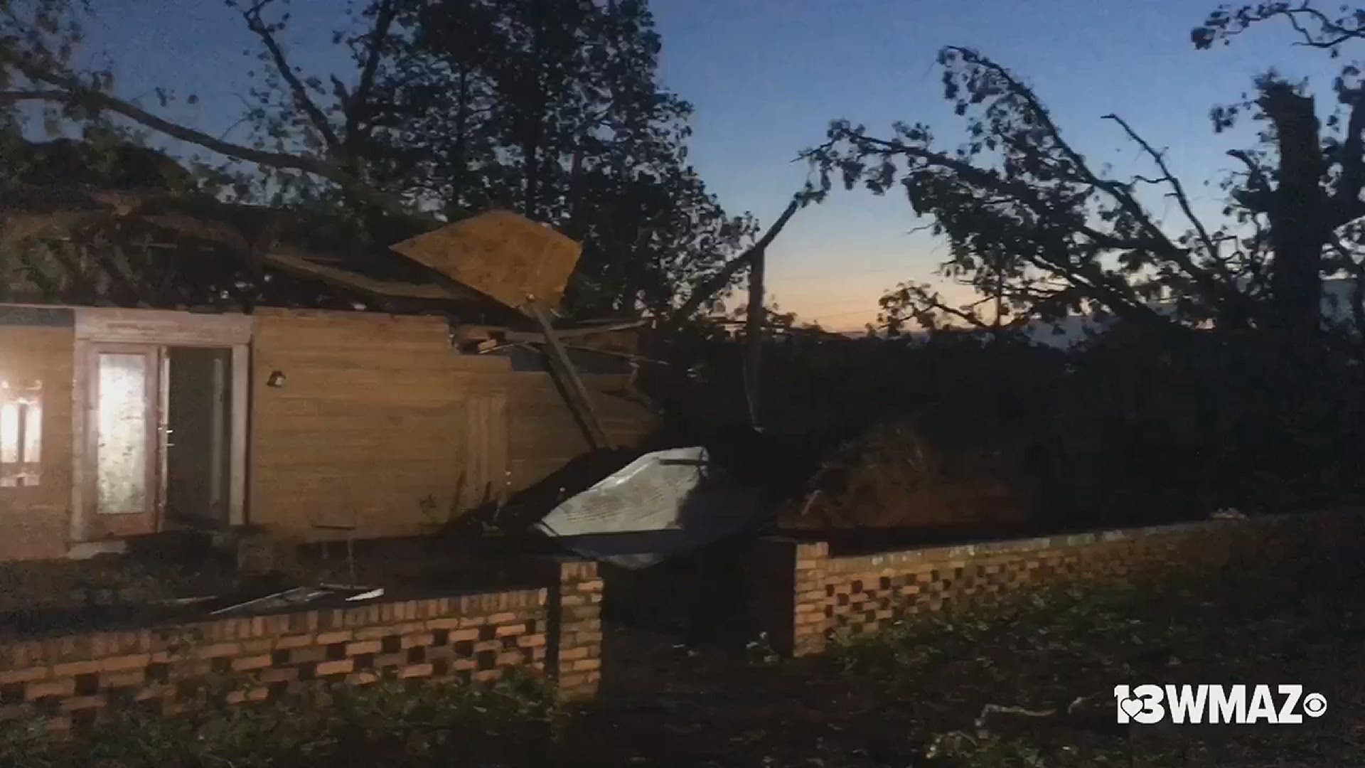 A home was heavily damaged in Monroe County by storms early Monday morning.