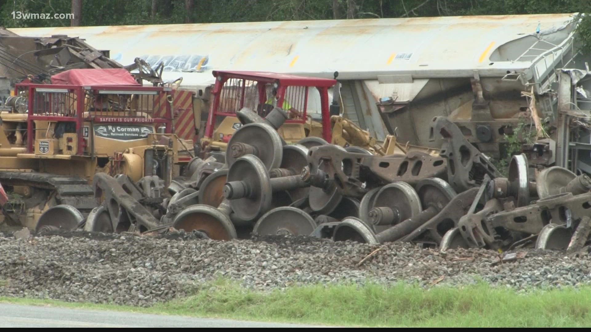 Norfolk Southern crews have worked since early Monday morning to clear out and put down new railroad tracks in Oconee in Washington County.