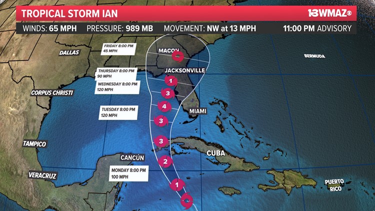 Sunday 9/25 11 p.m. Update: Tropical storm warning for the Florida Keys, track keeps Ian a tropical storm through Georgia
