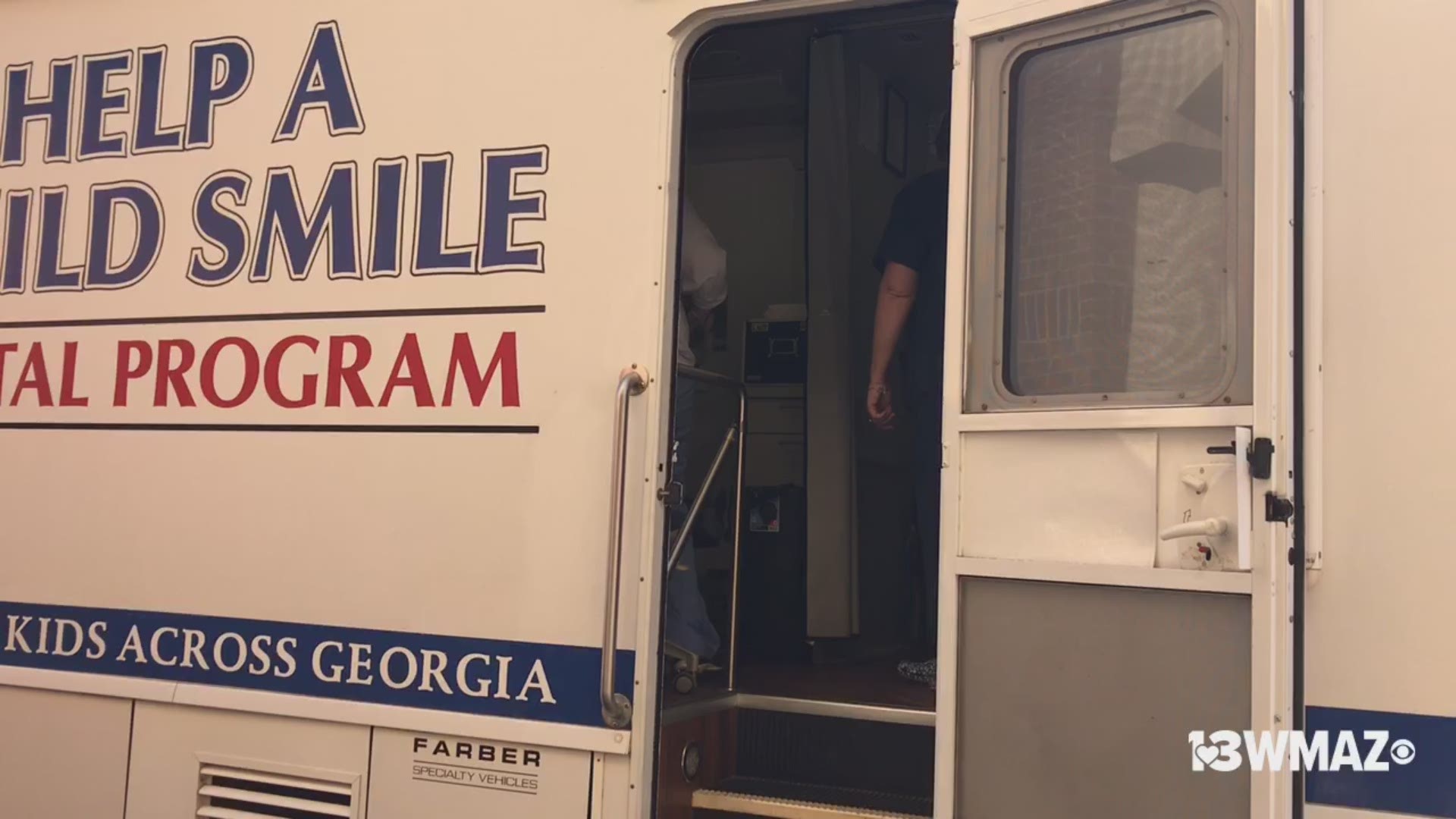 The school is hosting an all-day mobile dentist's office on campus, run by the Help a Child Smile Dental Program, to give students dental care.