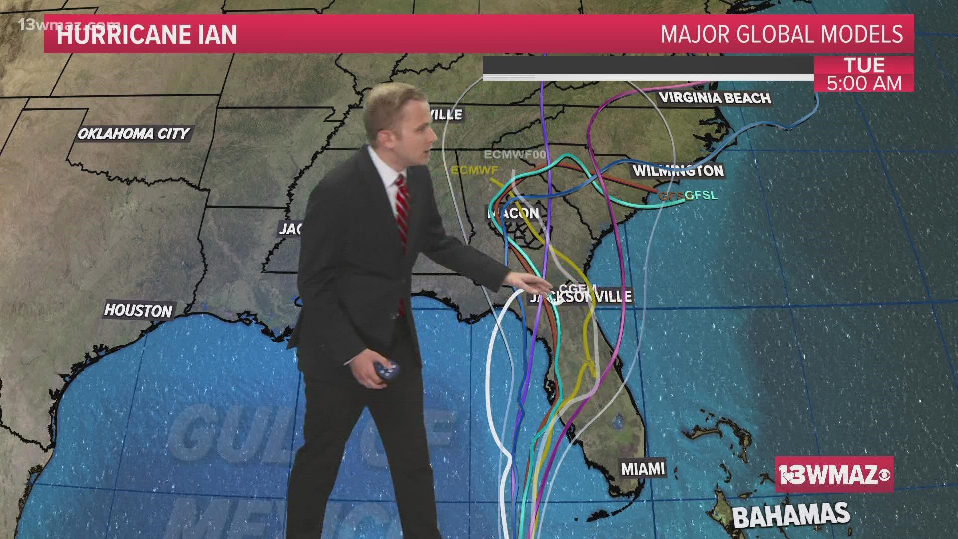 Meteorologist Alex Forbes has the latest on Ian's path, track, and forecast.