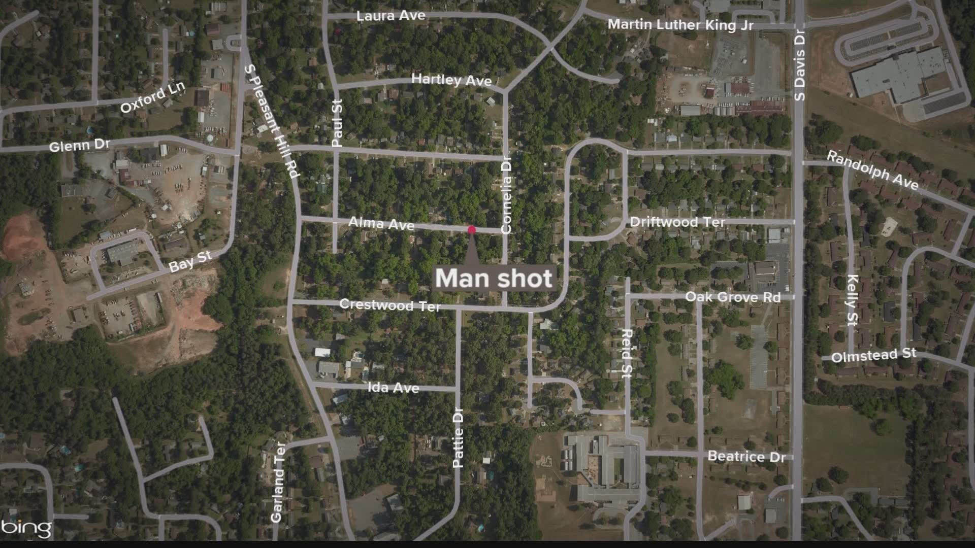 The victim was shot in the chest in a shootout with another person on the 1300 block of Alma Avenue.
