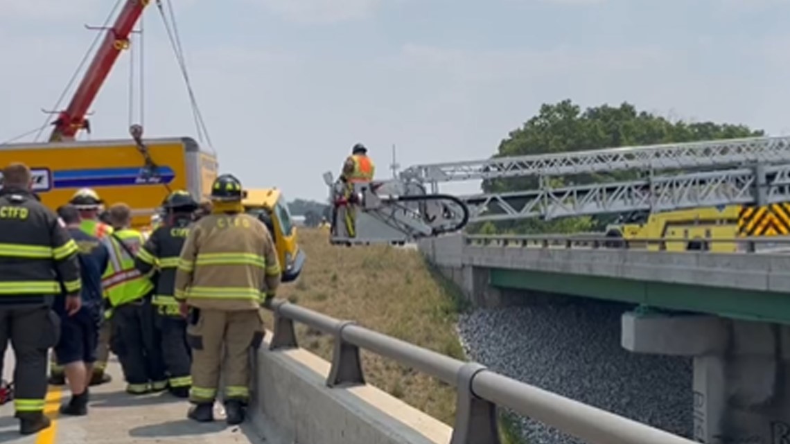 Watch Scary Video Shows Rescue Of Truck Dangling Over Bridge