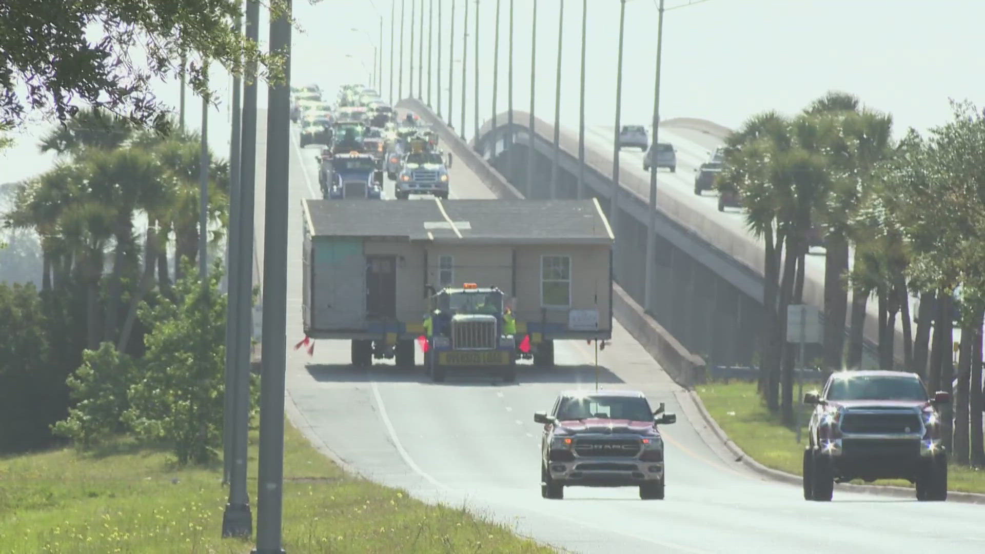 The historic Canright house was loaded on a trailer and traveled nearly 11 miles to its new home in West Augustine.