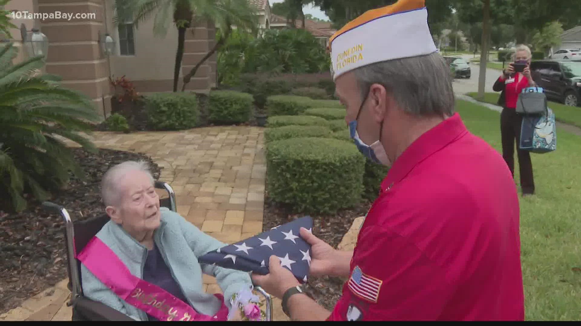 Anna Bauer joined the Army as a nurse during WWII. Dozens of friends and strangers honored her with a birthday parade on Tuesday.