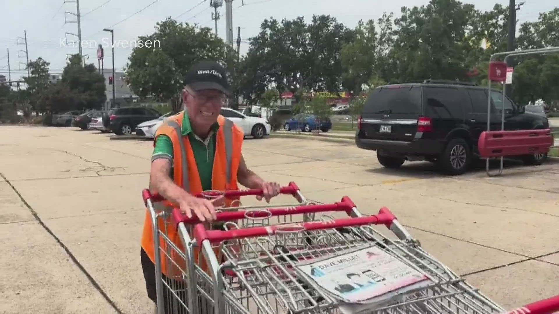 A 90-year-old Air Force veteran is still pushing shopping carts at Winn Dixie in record temperatures. Here's how a former WWL Louisiana anchors is trying to help.