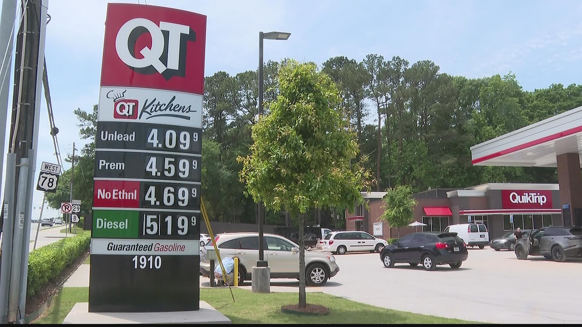 In Georgia, on average, right now you're paying $3.99 for a gallon of regular gas. That's over a dollar of what we were paying for a gallon of gas last year.