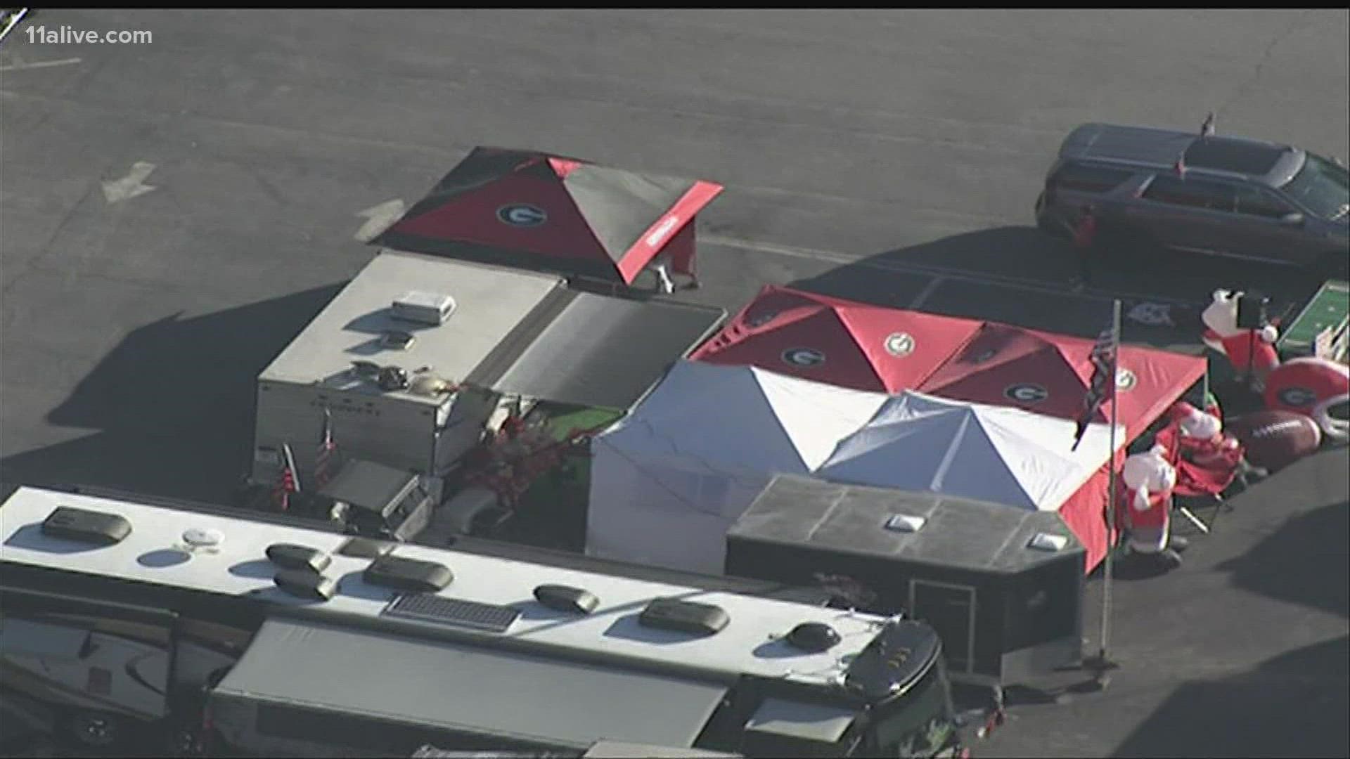 11Alive Skytracker was over the team buses as they headed to Atlanta for the SEC Championship this weekend at Mercedes Benz Stadium.