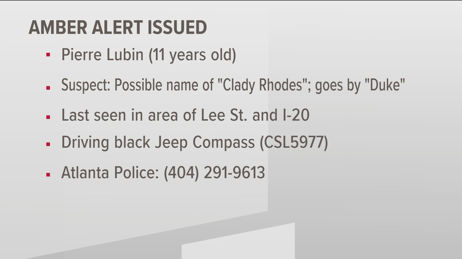 Atlanta Police said the suspect is believed to have taken the mother and child hostage.