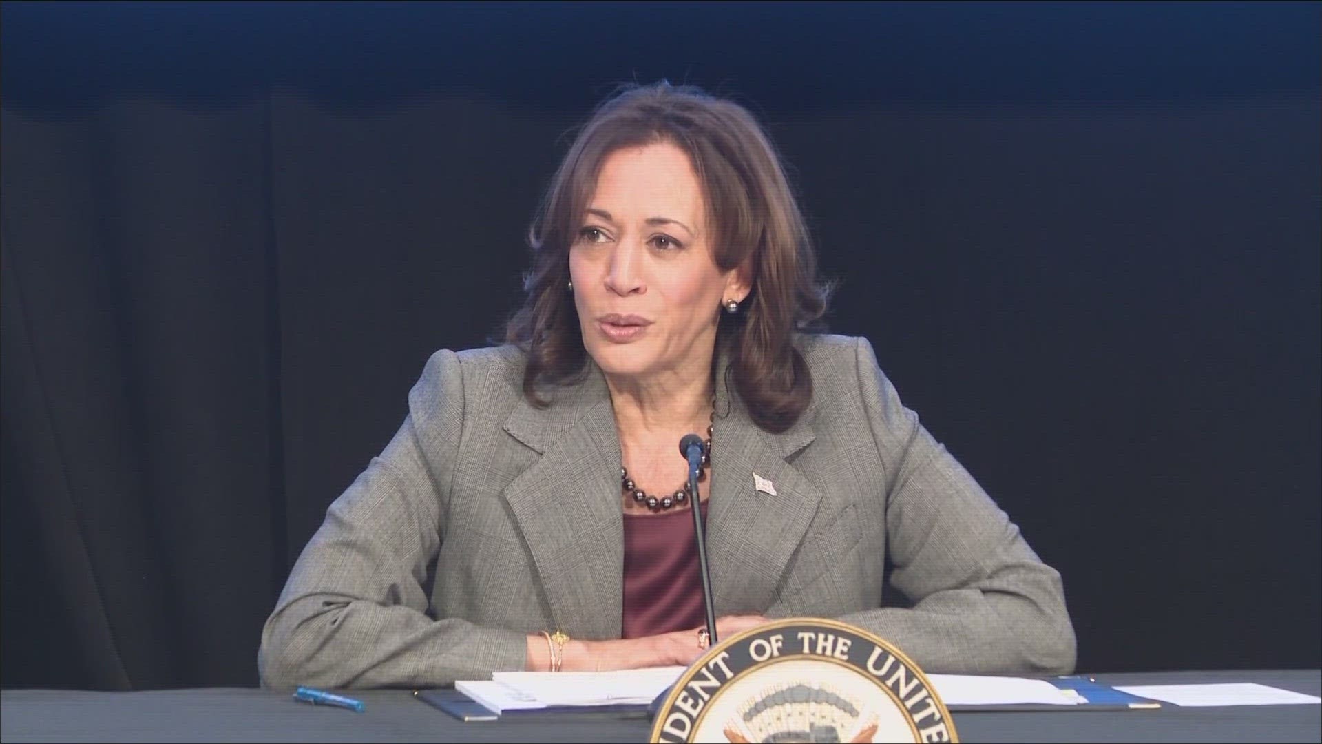 Vice President Kamala Harris visits Atlanta to attend a roundtable discussion about voting issues in the state.