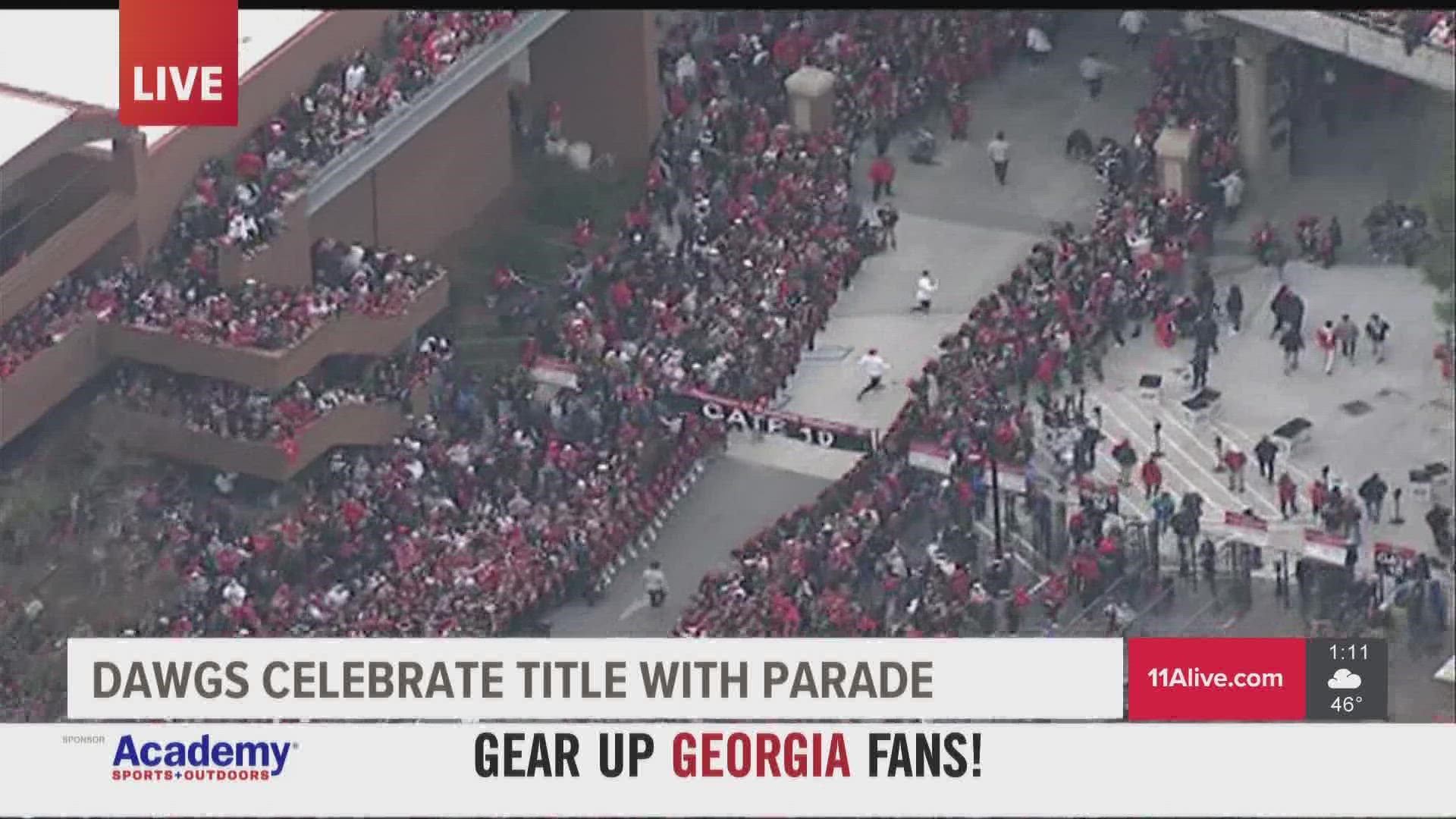 The Dawg Walk happened after the parade and before the celebration at Sanford Stadium in Athens
