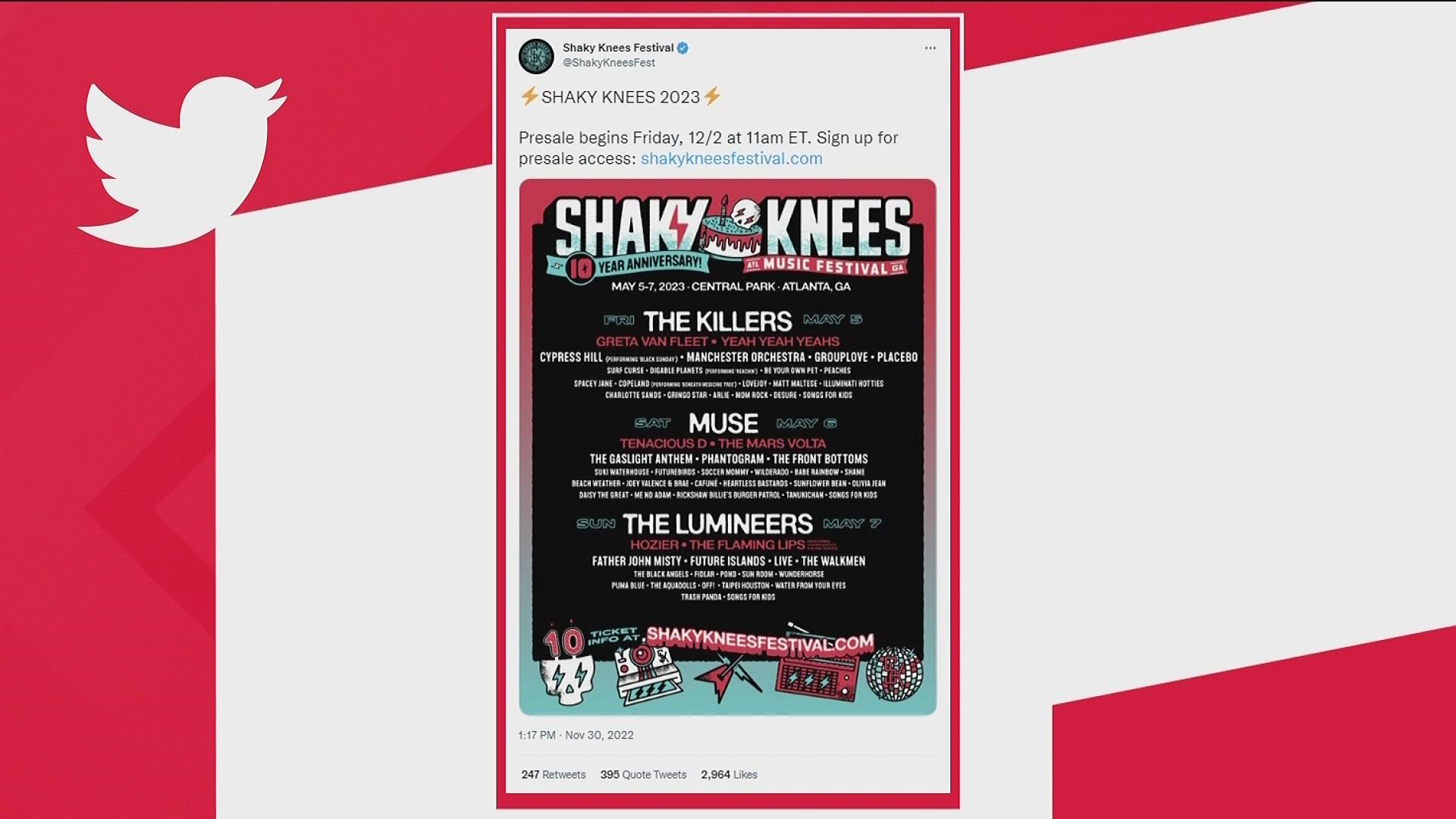 Atlanta Shaky Knees 2023 lineup | 13wmaz.com