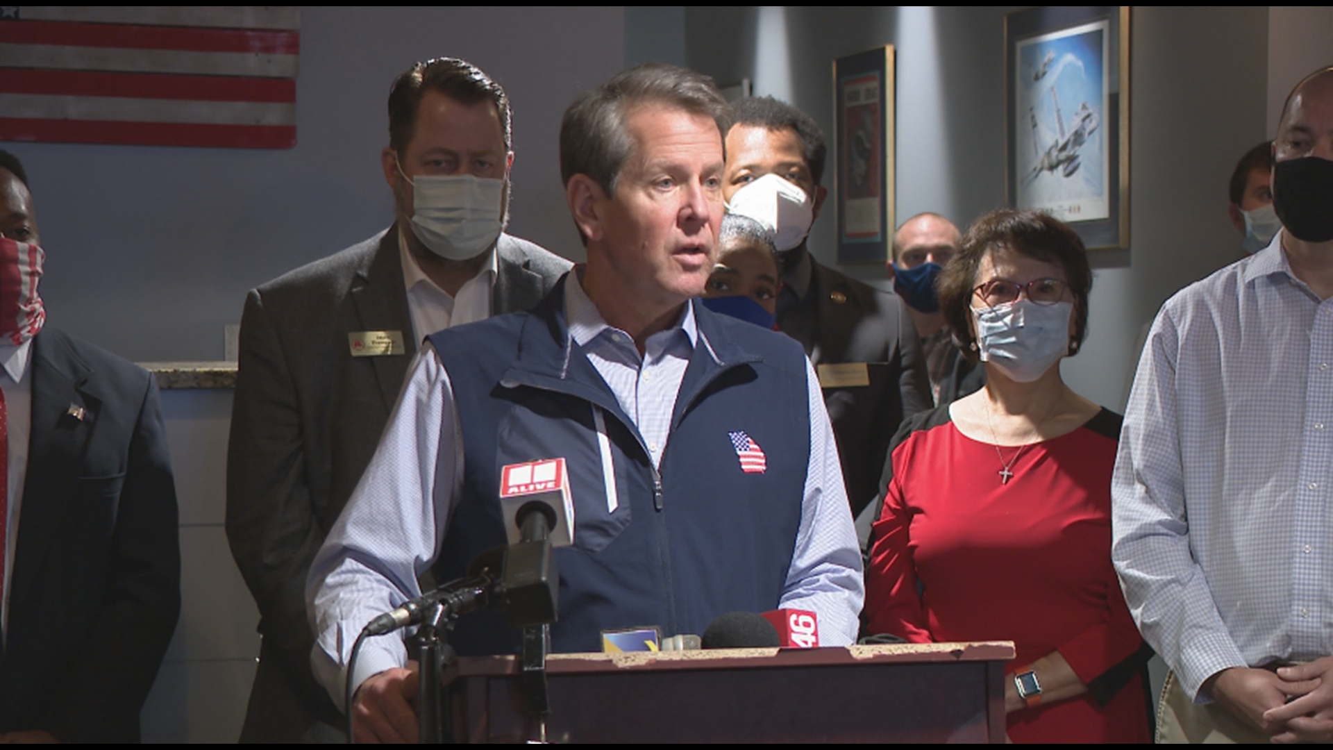The Republican National Committee held a press conference with Governor Brian Kemp and Attorney General Carr at AJ’s Famous Seafood and PO Boys in Marietta.