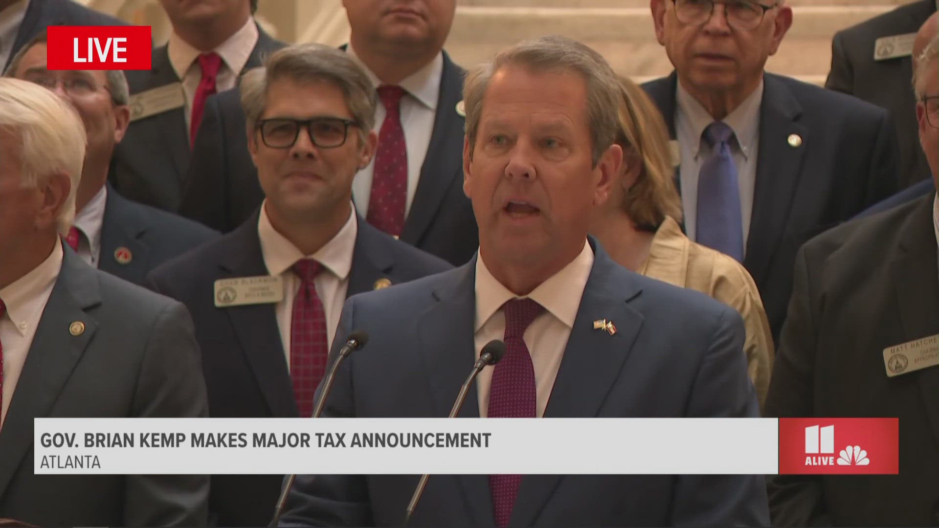 Kemp and other legislative members held a news conference at the Georgia State Capitol Building.