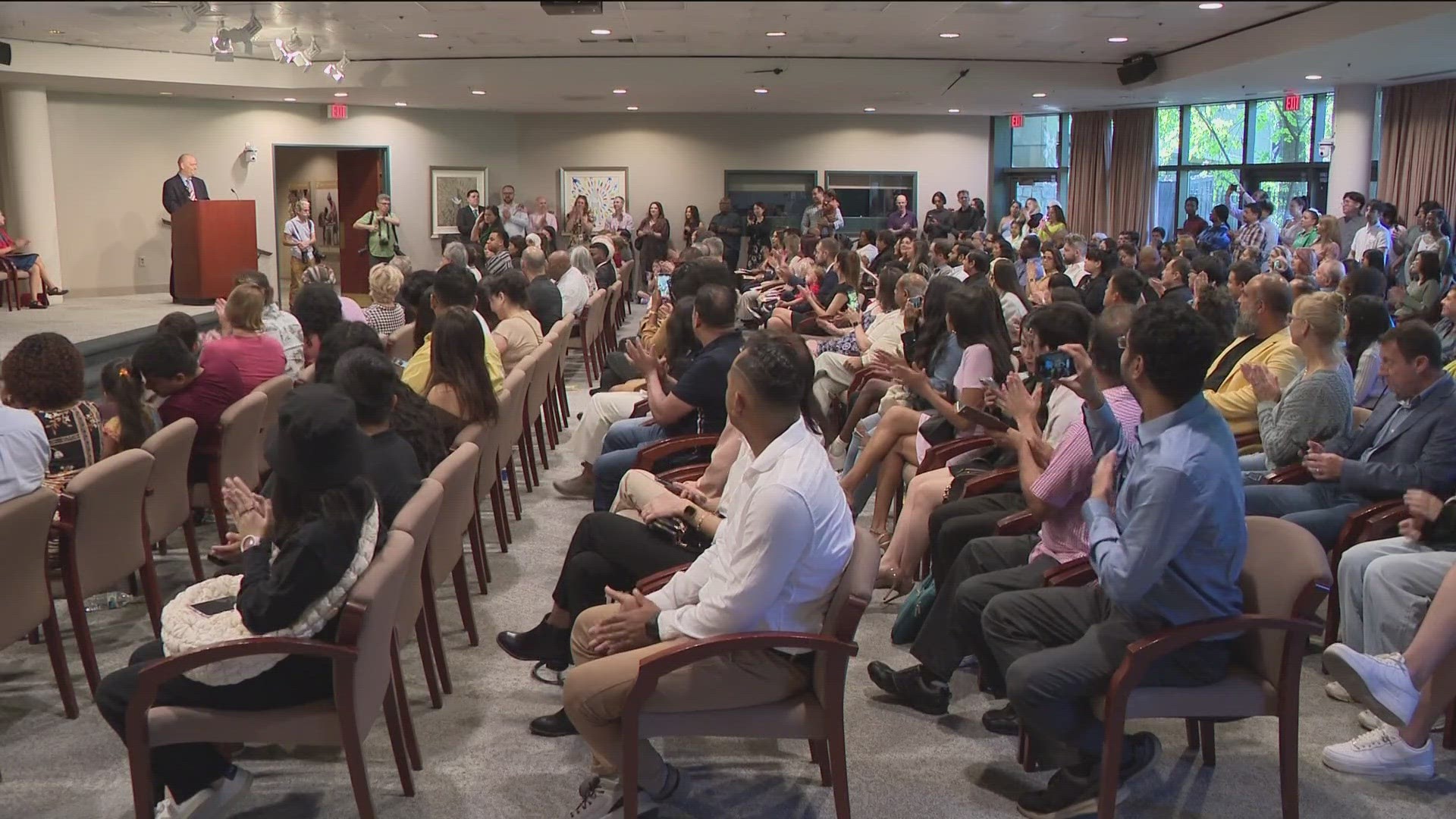 People representing 45 countries took the citizenship oath as part of the Carter Center's events honoring President Carter's 99th birthday.