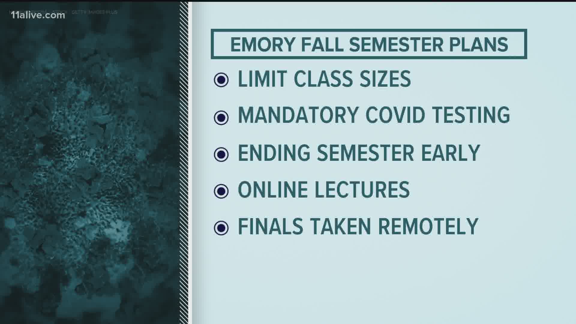 Dorms will also be open in the fall with no more than two people living in a room.