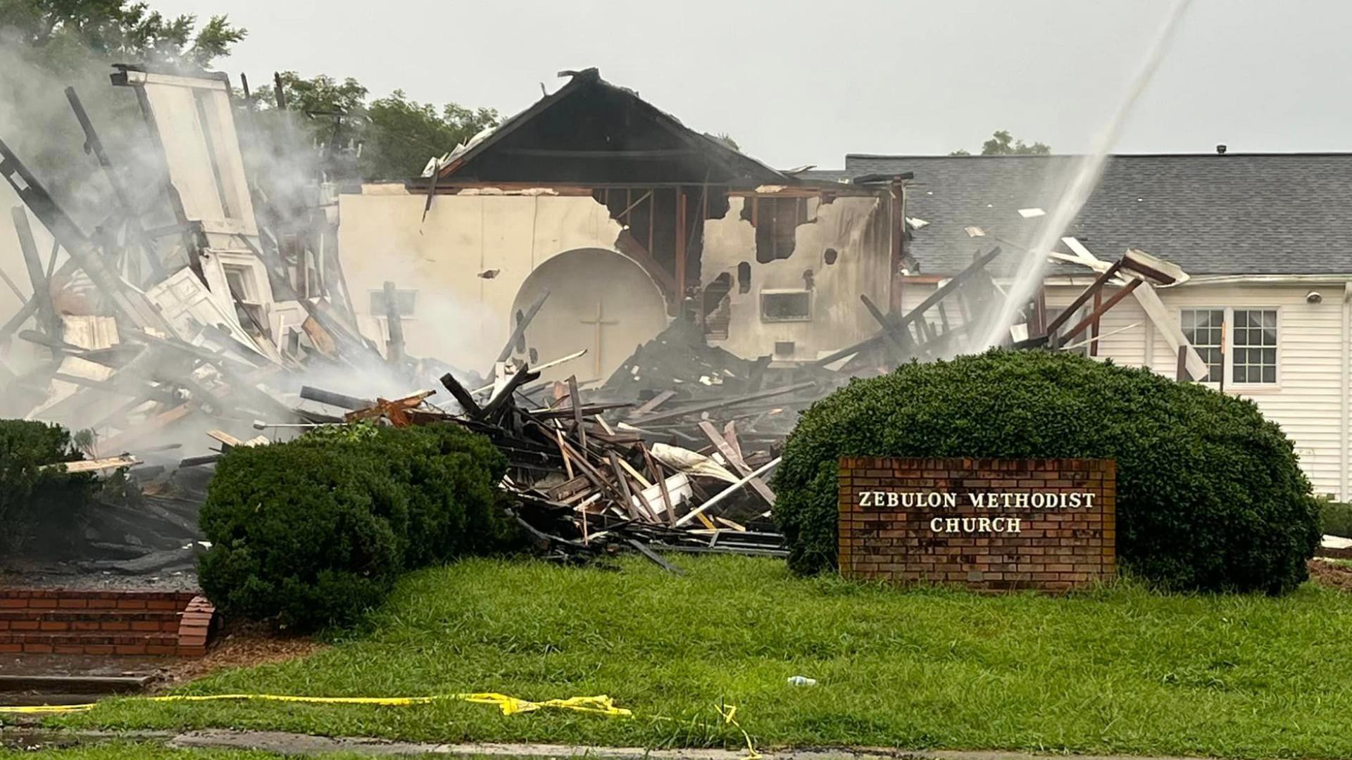 Zebulon United Methodist Church caught on fire on Wednesday.