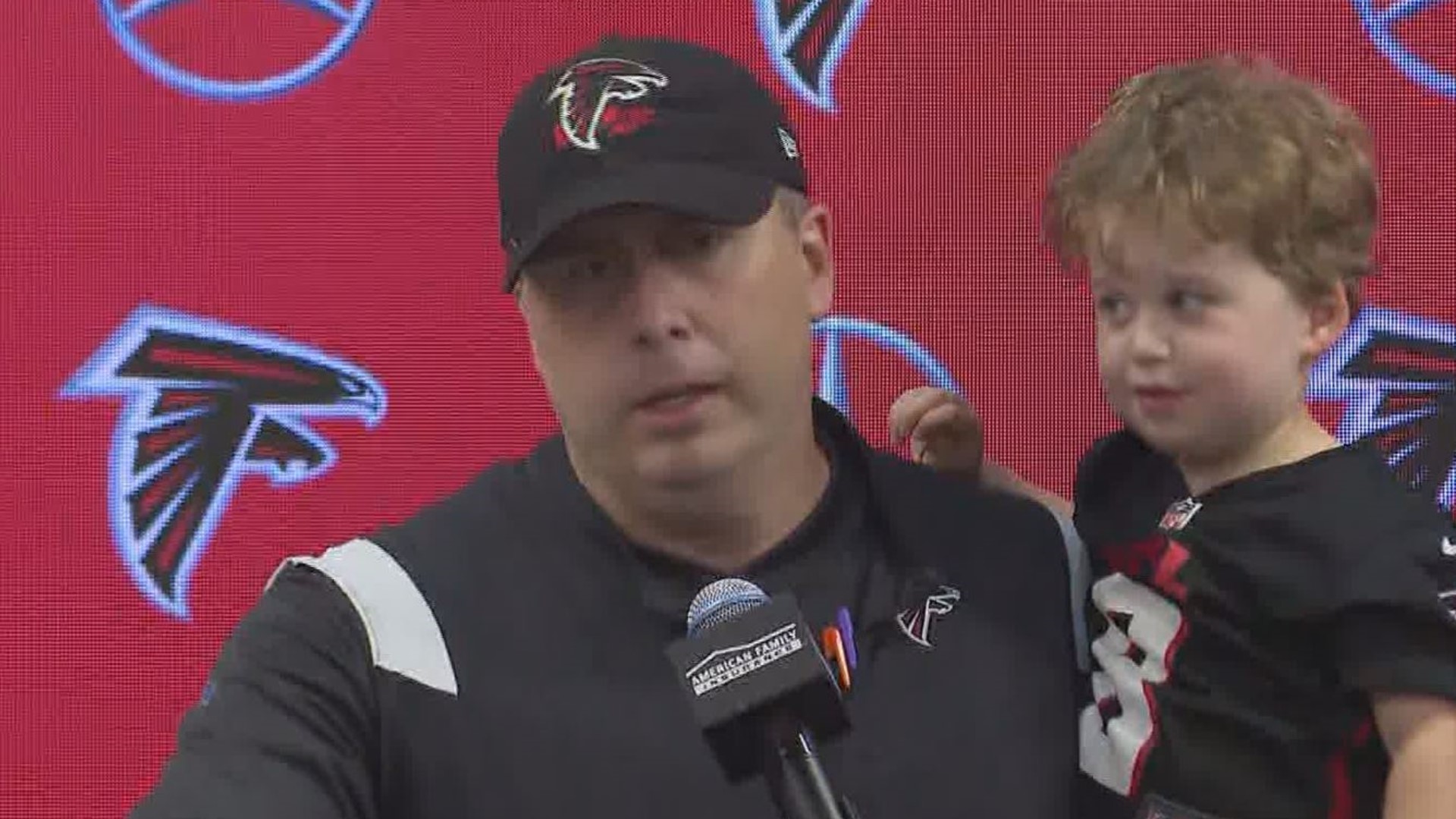 After the Falcons' final preseason game against the Jacksonville Jaguars, Coach Arthur Smith had a cute fan waiting for him during the post-game.